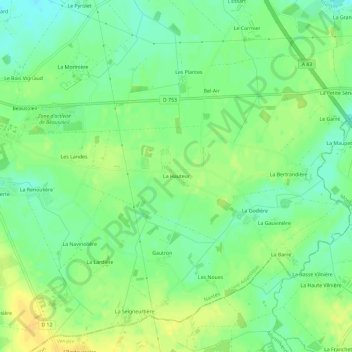 Mappa topografica La Hauteur, altitudine, rilievo