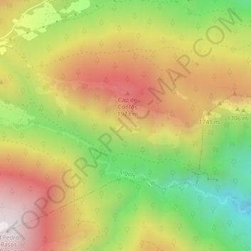 Mappa topografica Solana de Peguera, altitudine, rilievo
