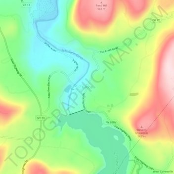 Mappa topografica Gilboa, altitudine, rilievo