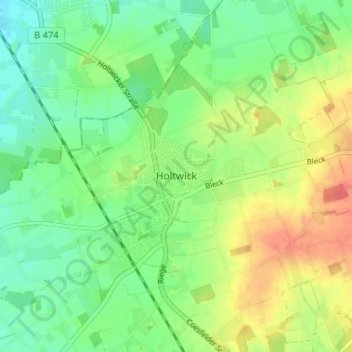 Mappa topografica Holtwick, altitudine, rilievo