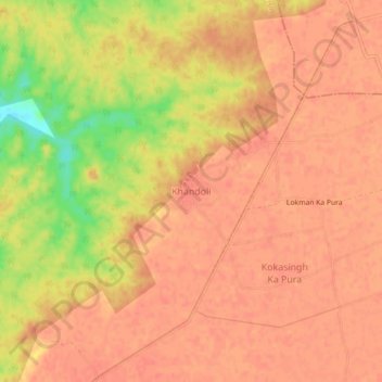 Mappa topografica Khandoli, altitudine, rilievo