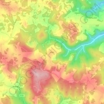 Mappa topografica Juillac, altitudine, rilievo