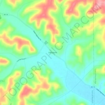 Mappa topografica Gillingham, altitudine, rilievo