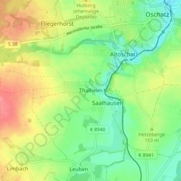 Mappa topografica Thalheim, altitudine, rilievo