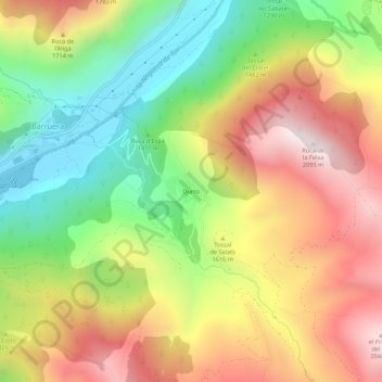 Mappa topografica Durro, altitudine, rilievo