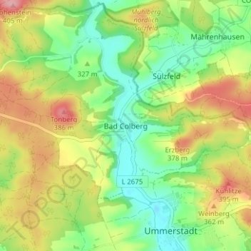 Mappa topografica Bad Colberg, altitudine, rilievo