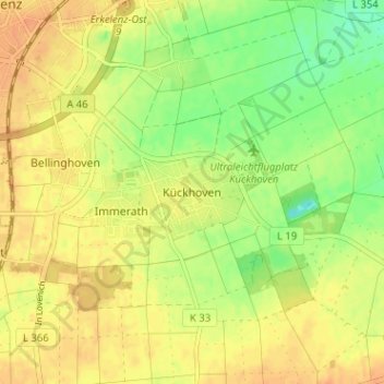Mappa topografica Kückhoven, altitudine, rilievo