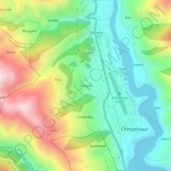 Mappa topografica Chinyali, altitudine, rilievo