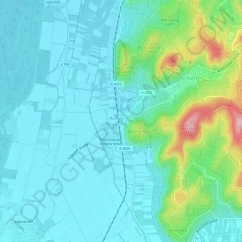 Mappa topografica Achkarren-Kreuzmatten, altitudine, rilievo
