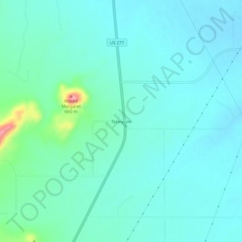 Mappa topografica Tennyson, altitudine, rilievo