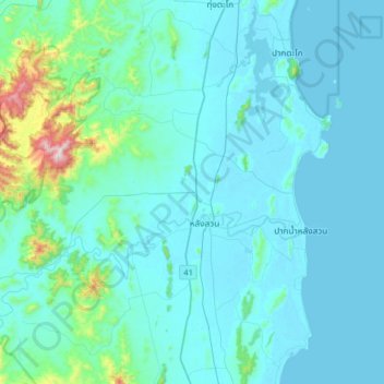 Mappa topografica Wang Tako, altitudine, rilievo