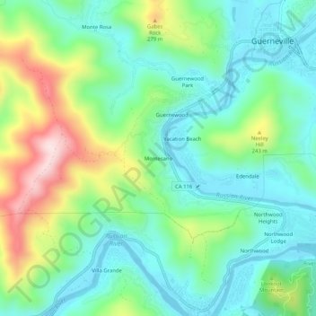 Mappa topografica Montesano, altitudine, rilievo