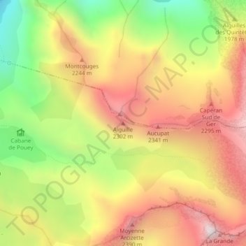 Mappa topografica Aiguille, altitudine, rilievo