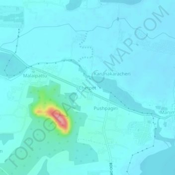 Mappa topografica Chetpet, altitudine, rilievo