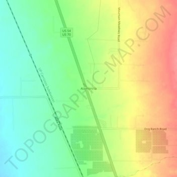 Mappa topografica Alamorosa, altitudine, rilievo