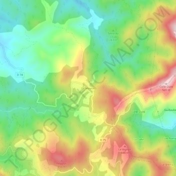 Mappa topografica La Mourre, altitudine, rilievo