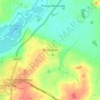 Mappa topografica Titchmarsh, altitudine, rilievo