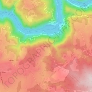 Mappa topografica Redenat, altitudine, rilievo