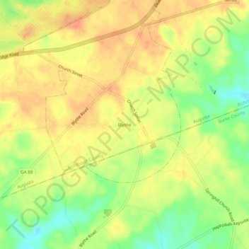 Mappa topografica Blythe, altitudine, rilievo
