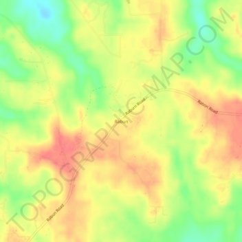 Mappa topografica Rabun, altitudine, rilievo