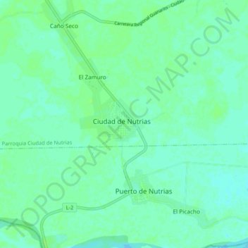 Mappa topografica Ciudad de Nutrias, altitudine, rilievo
