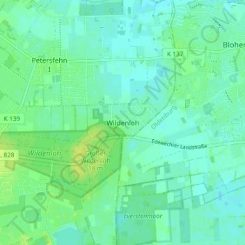 Mappa topografica Wildenloh, altitudine, rilievo
