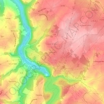 Mappa topografica La Jarrige, altitudine, rilievo