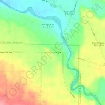 Mappa topografica Versailles, altitudine, rilievo