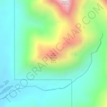 Mappa topografica South (Middle) Sister, altitudine, rilievo