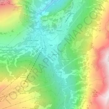 Mappa topografica Villaret, altitudine, rilievo