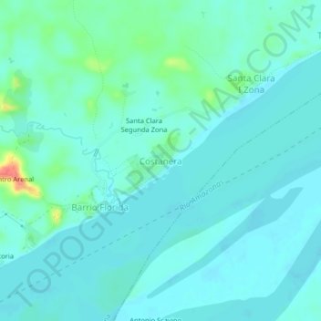 Mappa topografica Costanera, altitudine, rilievo