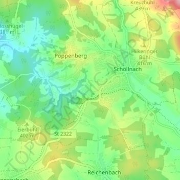 Mappa topografica Tiefendobl, altitudine, rilievo