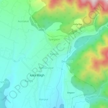 Mappa topografica Roorki, altitudine, rilievo