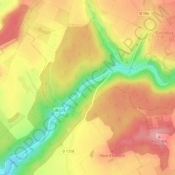 Mappa topografica La Vallée d'En-bas, altitudine, rilievo