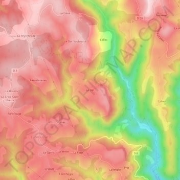 Mappa topografica Le Dat, altitudine, rilievo