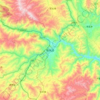 Mappa topografica 南涧县, altitudine, rilievo