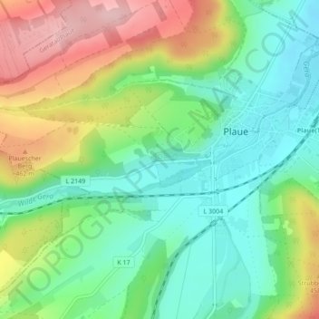 Mappa topografica Spring von Plaue, altitudine, rilievo