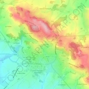 Mappa topografica La Faucherie, altitudine, rilievo