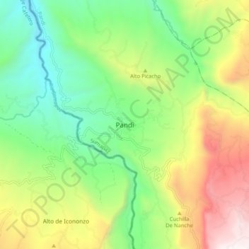 Mappa topografica Pandi, altitudine, rilievo