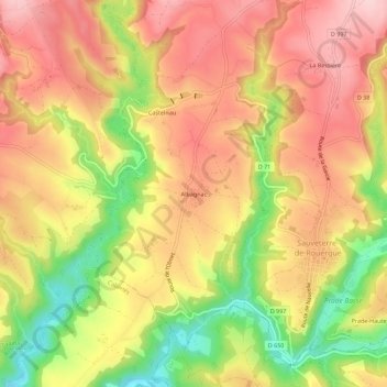 Mappa topografica Albagnac, altitudine, rilievo