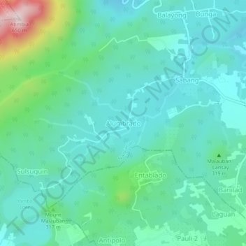 Mappa topografica Alumbrado, altitudine, rilievo