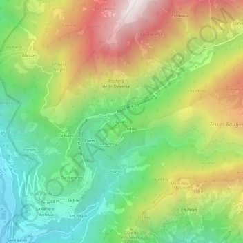 Mappa topografica Aguillas, altitudine, rilievo