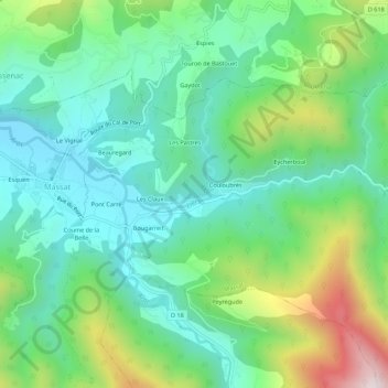 Mappa topografica Randille, altitudine, rilievo