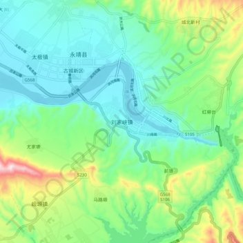 Mappa topografica 刘家峡镇, altitudine, rilievo