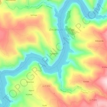 Mappa topografica Carballós, altitudine, rilievo