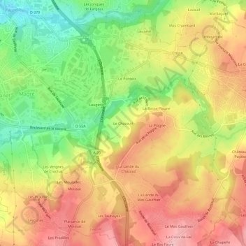 Mappa topografica Le Chazaud, altitudine, rilievo