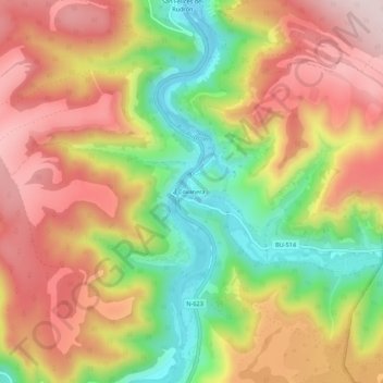Mappa topografica Covanera, altitudine, rilievo