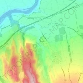 Mappa topografica Pouyet, altitudine, rilievo