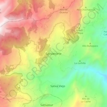 Mappa topografica Sativanorte, altitudine, rilievo