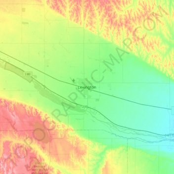 Mappa topografica Lexington, altitudine, rilievo